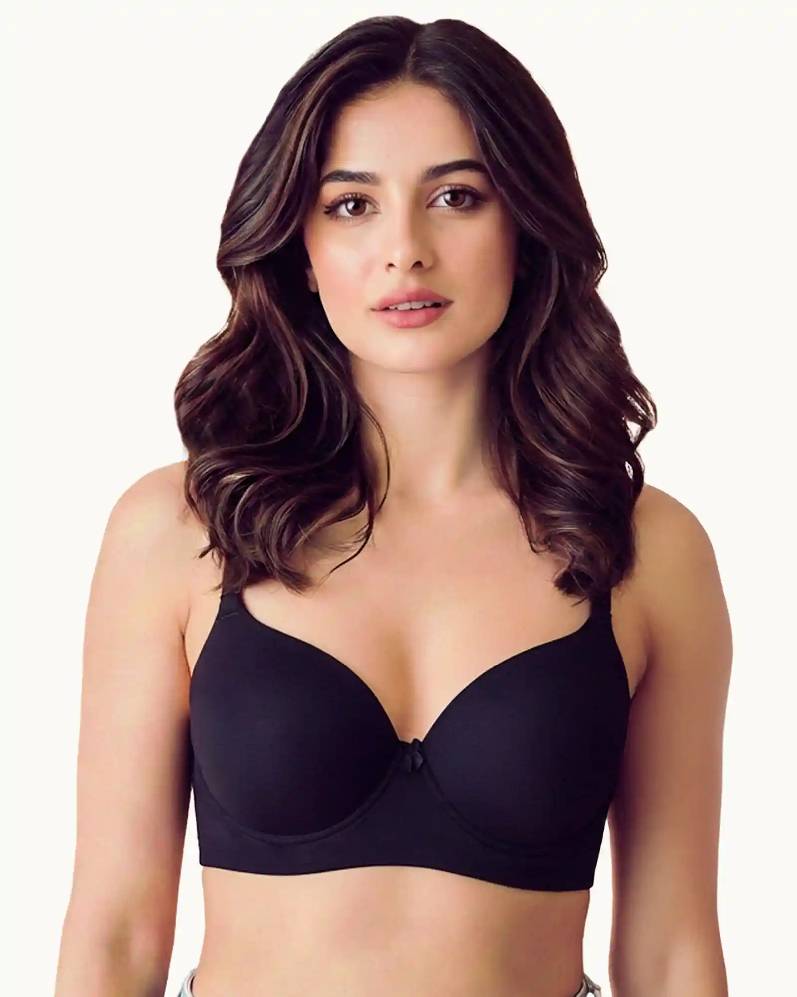 Cotton Non-wired Push-Up Bonded Bra (Level-3 Padding) with 3/4th Coverage (SB-93510) (Black)) - Image 3