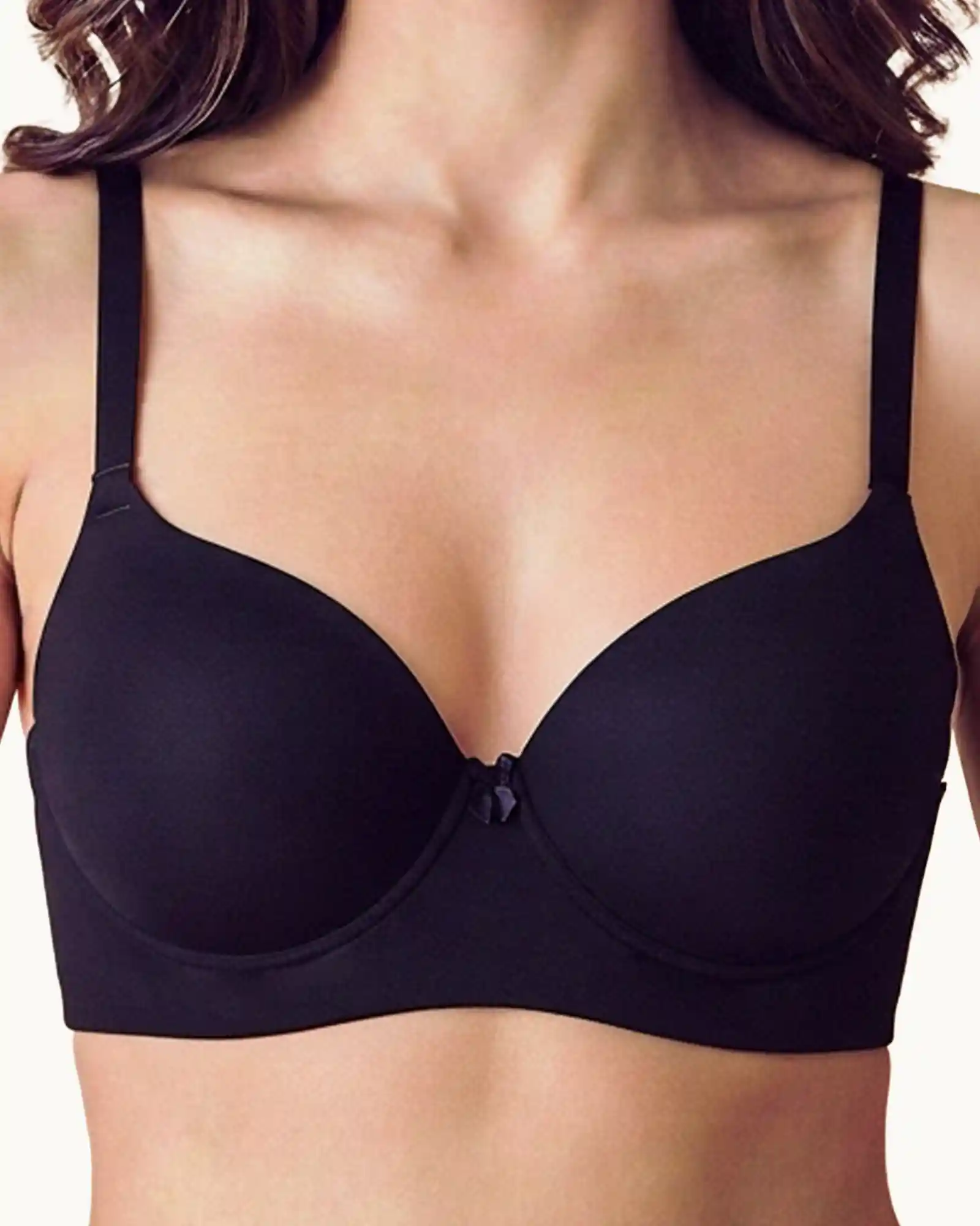 Cotton Non-wired Push-Up Bonded Bra (Level-3 Padding) with 3/4th Coverage (SB-93510) (Black)) - Image 5