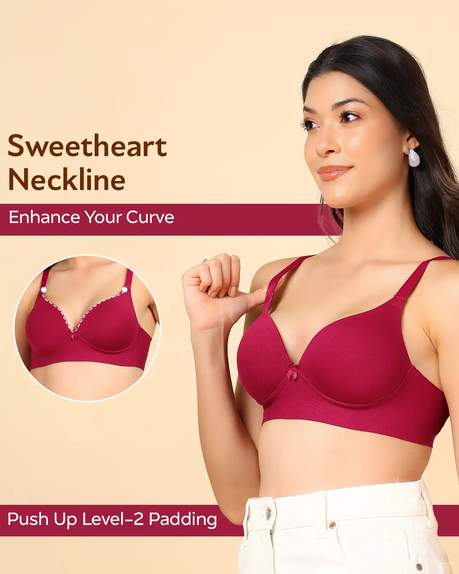 Tweens Bonded Breathable Cotton Push-Up 3/4-Coverage Maximiser Bra (Level 2 Padding) (SB-97015) - Image 5