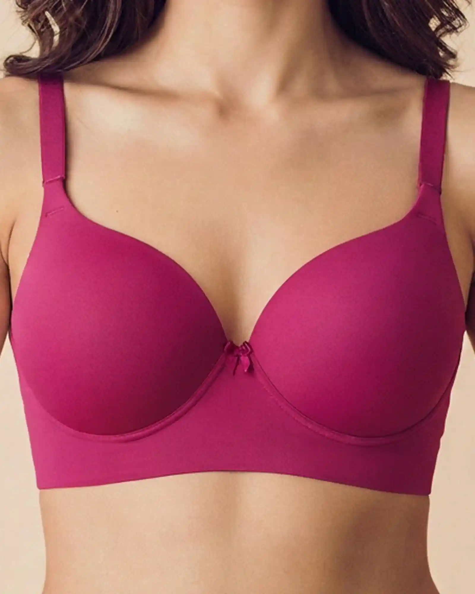 Cotton Non-wired Maximiser Push-Up Bonded Bra (Level-2 Padding) with 3/4th Coverage (SB-97015) (Wine) - Image 5