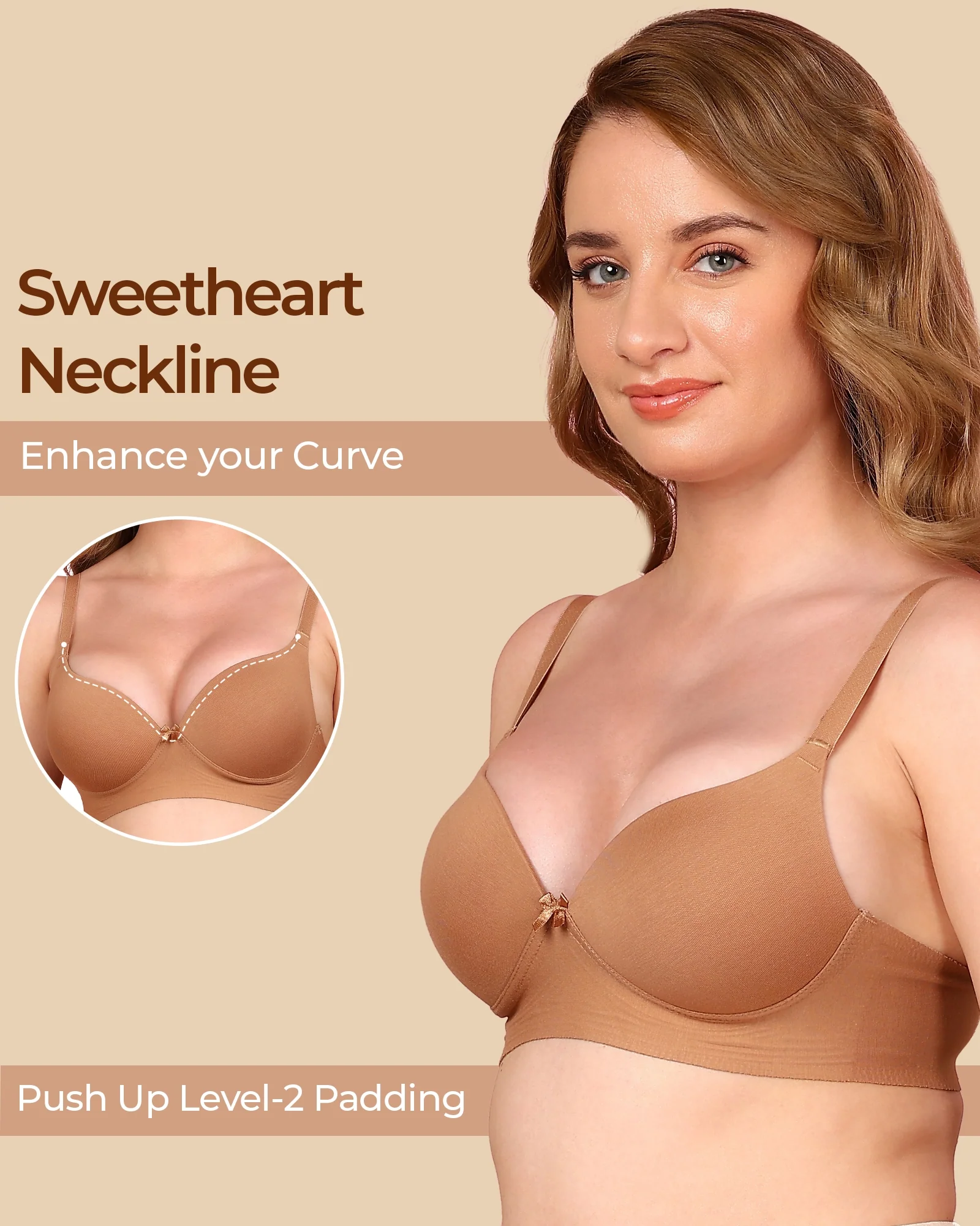 Tweens Bonded Breathable Cotton Push-Up 3/4-Coverage Maximiser Bra (Level 2 Padding) (SB-97015) - Image 4