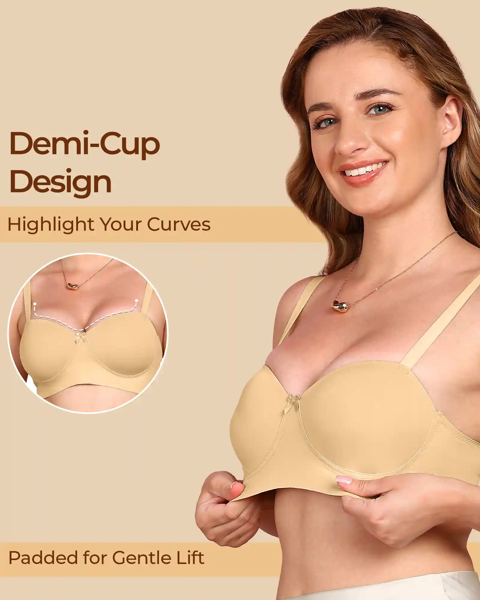 Tweens Bonded Demi-Cup Padded Cotton Spandex Bra (SB-91012) - Image 5